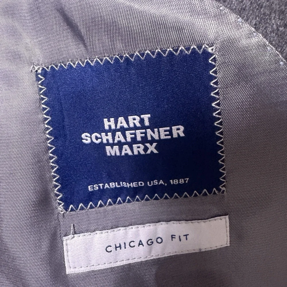 Hart Schaffner Marx Suit Men 44R 38x28 Chicago Vitale Barberis Canonico Flannel